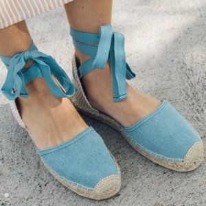 Soludos Lauren Lace-Up Espadrille Sandal in color Denim size 7